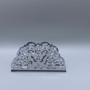 Vintage Intricate Irvin Ware Napkin Letter Holder Chrome Plated Metal